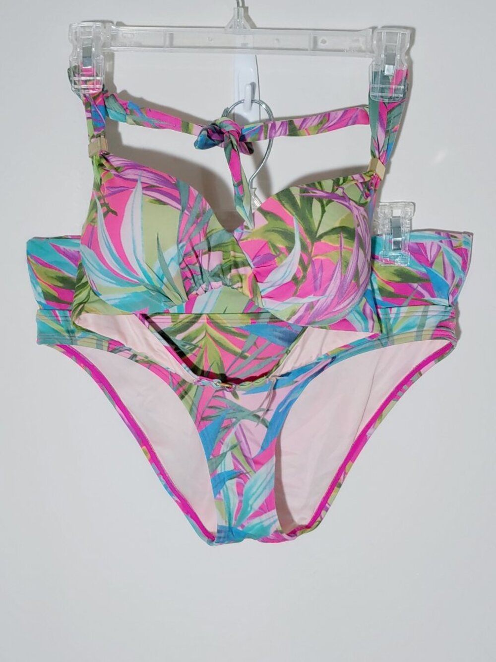 VS Y2K FOREVER SEXY UNFORGETTABLE DEMI BIKINI 2pc TROPICAL FLORAL SZ 34B/S BLUE